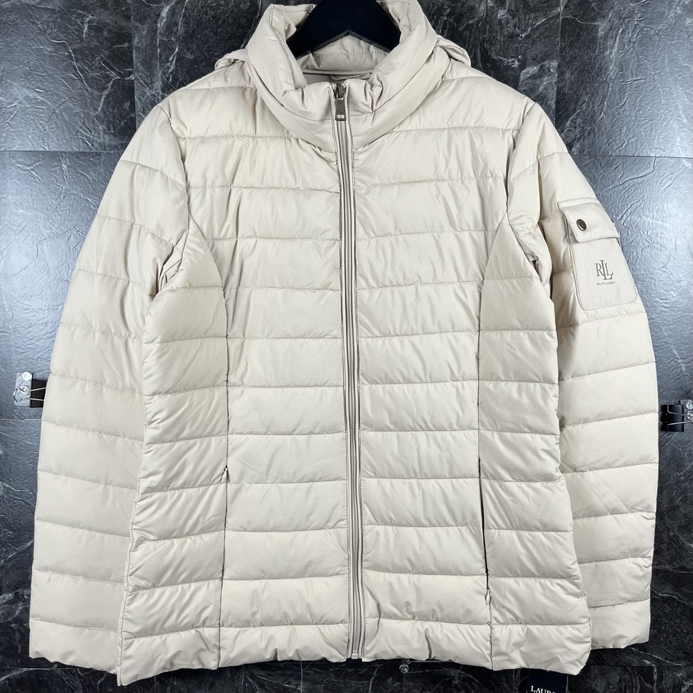 Polo Ralph Lauren Women's Beige Quilted Packable Puffer Jacket Medium -New